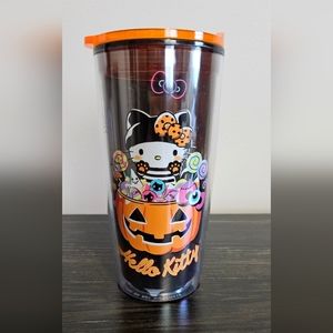 Hello Kitty Black Orange Neon Halloween Tumbler NWT